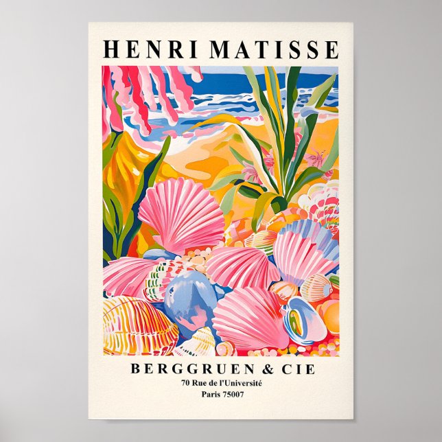 Seashells Poster, Stranddekoration, Coastal Art Pr Poster (Vorne)
