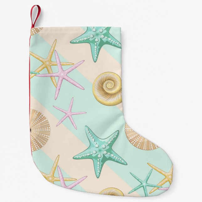Seashells Retro Pastel Sea Life Kleiner Weihnachtsstrumpf (Vorderseite)