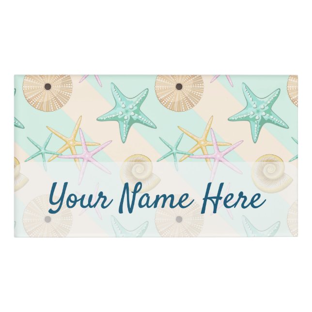 Seashells Retro Pastel Sea Life Namenschild (Vorderseite)