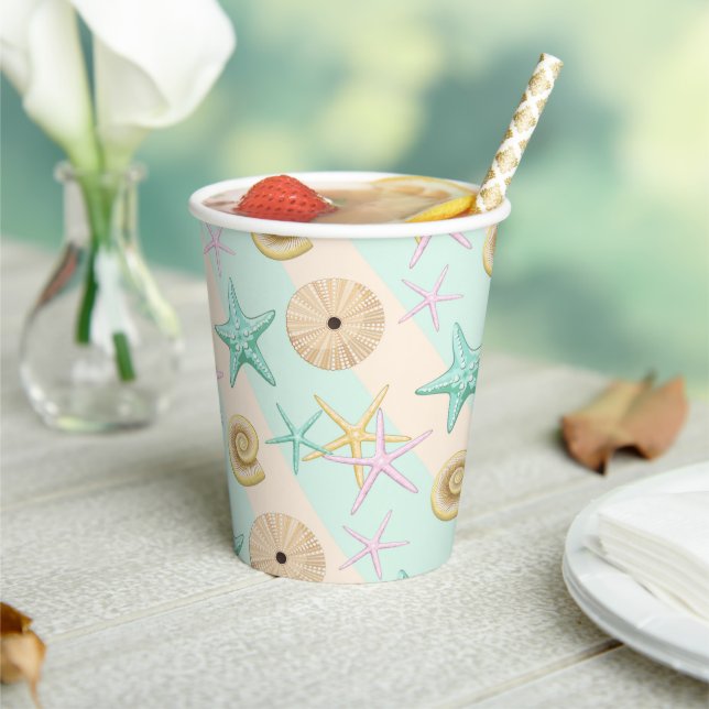 Seashells Retro Pastel Sea Life Pappbecher (In Situ)