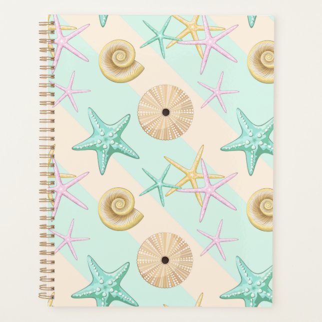 Seashells Retro Pastel Sea Life Planer (Vorderseite)