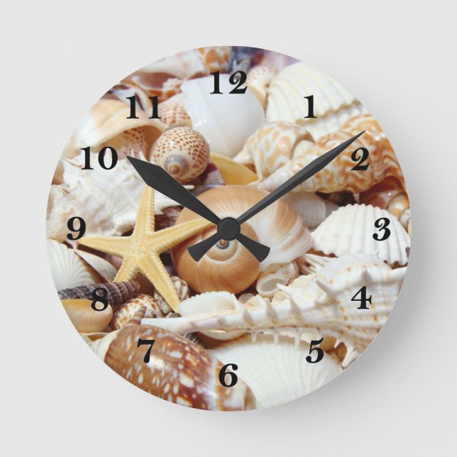 Seashells Runde Wanduhr (Vorderseite)