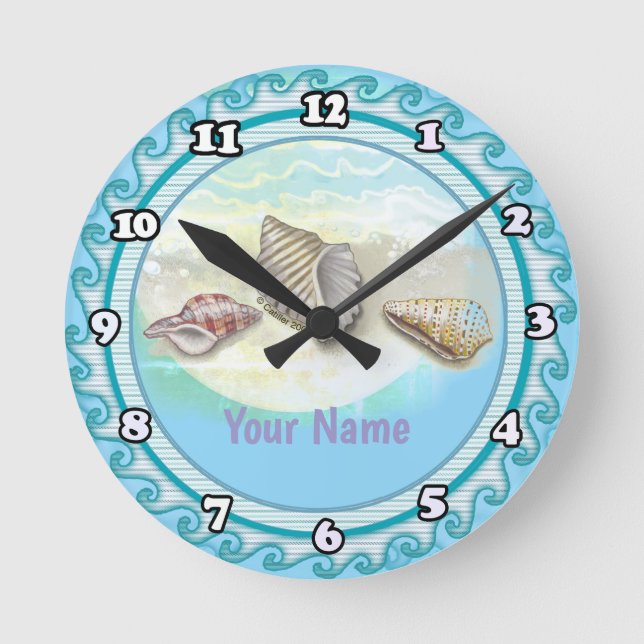 Seashells Runde Wanduhr (Vorderseite)
