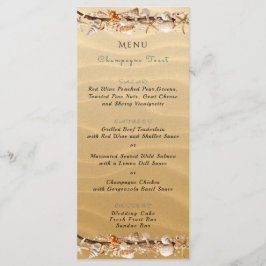 Seashells Sand Starfish Driftwood Tropical Menükarte