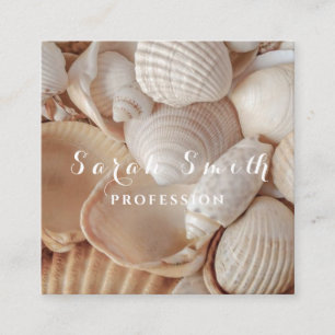 Seashells Sea Beach Beige Nature Quadratische Visitenkarte
