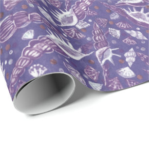 Seashells Sea Muschel Nautic Patches Lila Violet Geschenkpapier