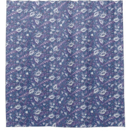 Seashells Sea Muschel Nautic Pattern Navy Blue Duschvorhang