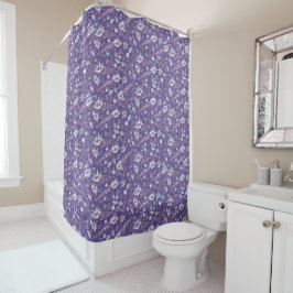 Seashells Sea Muschel Nautic Pattern Violet Lila Duschvorhang