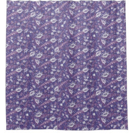 Seashells Sea Muschel Nautic Pattern Violet Lila Duschvorhang