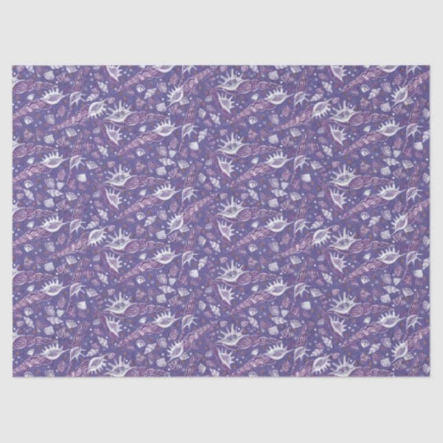 Seashells Sea Muschel Nautic Pattern Violet Lila Seidenpapier (Vorderseite)