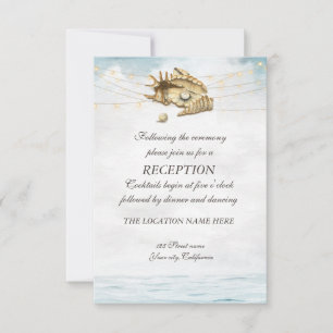 Seashells, Sea, String Lights Script Empfang Einladung
