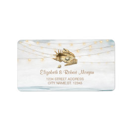 Seashells, Sea, String Lights Script Hochzeit Adressaufkleber