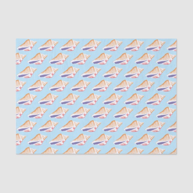 Seashells Simple Sea Ocean Muster Blau Seidenpapier (Vorderseite)