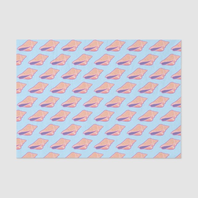 Seashells Simple Sea Ocean Muster Pink Blau Seidenpapier (Vorderseite)