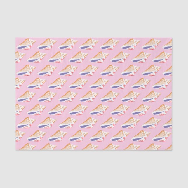 Seashells Simple Sea Ocean Pattern Pink Lila Seidenpapier (Vorderseite)