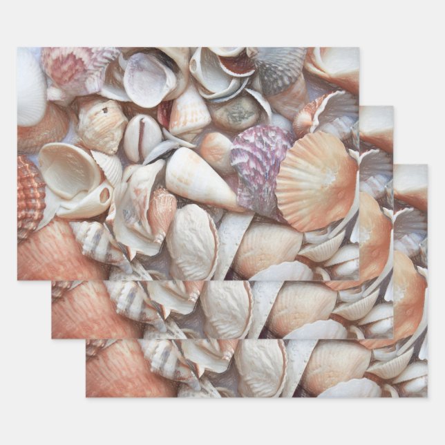 Seashells Sketch Ocean Nautical Beach Decoupage Geschenkpapier Set (Set)