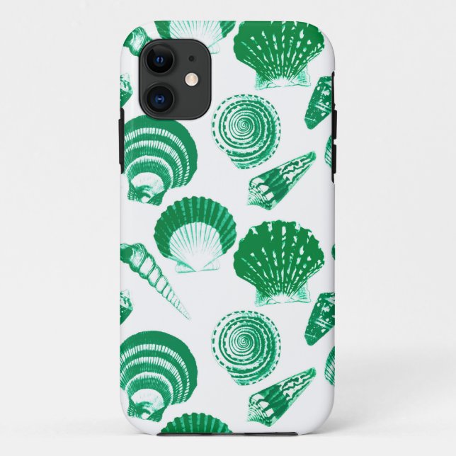 Seashells - Smaragdgrün auf einem weißen Case-Mate iPhone Hülle (Rückseite)
