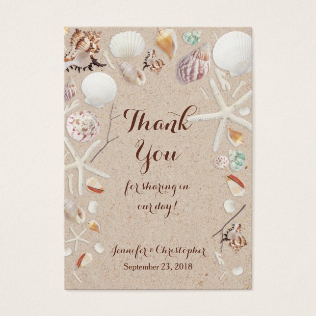 Seashells & Starfish am Strand Danke (Vorderseite)