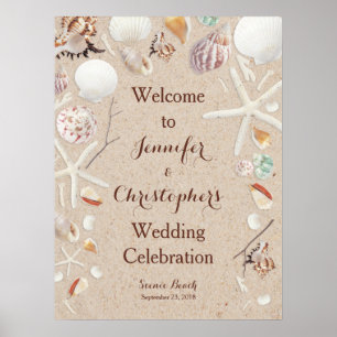 Seashells & Starfish auf der Hochzeit am Strand Poster