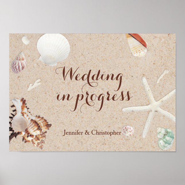 Seashells & Starfish Beach Wedding in Progress Poster (Vorne)