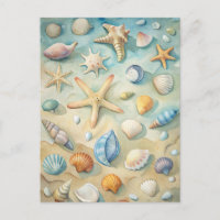 Seashells Starfish Coastal Beach Schöne Kunst