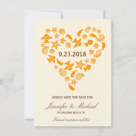 Seashells & Starfish Heart Summer Beach Hochzeit Save The Date