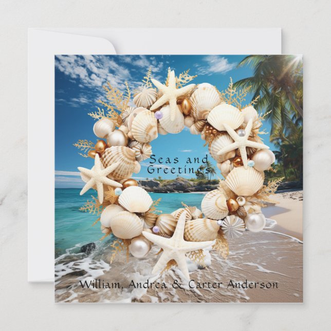 Seashells Starfish Pearls Palm Trees Weihnachten (Vorderseite)