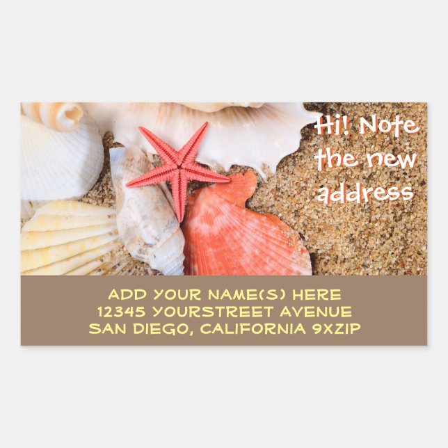Seashells Starfish Sandy Beach Rechteckiger Aufkleber (Vorderseite)