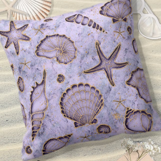 Seashells Starfish Violet-Aquarell ID782 Kissen (Von Creator hochgeladen)