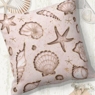 Seashells Starfish Wasserfarbe Rosa ID782 Kissen