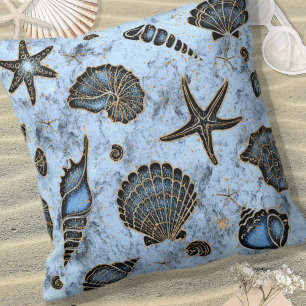 Seashells Starfish Watercolor Blue ID782 Kissen