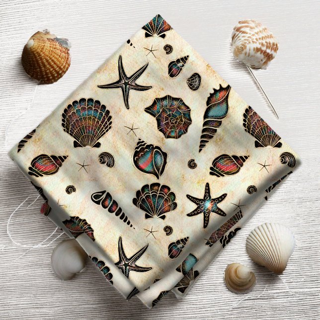 Seashells Starfish Watercolor Rainbow ID782 Stoff (Von Creator hochgeladen)