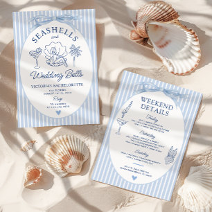 Seashells und Hochzeitsglocken Bachelorette Einladung
