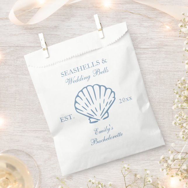 Seashells und Hochzeitsglocken-Junggeselinnen-Absc Geschenktütchen (Ausgeschnitten)