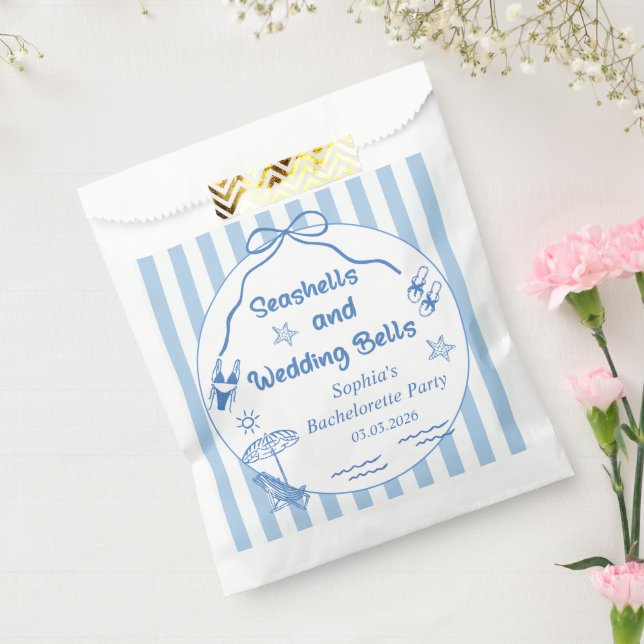 Seashells und Hochzeitsglocken-Junggeselinnen-Absc Geschenktütchen (Versiegelt)