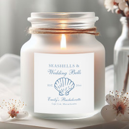 Seashells und Hochzeitsglocken-Junggeselinnen-Absc Quadratischer Aufkleber