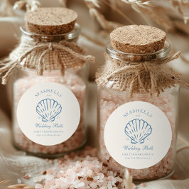 Seashells und Hochzeitsglocken-Junggeselinnen-Absc Runder Aufkleber