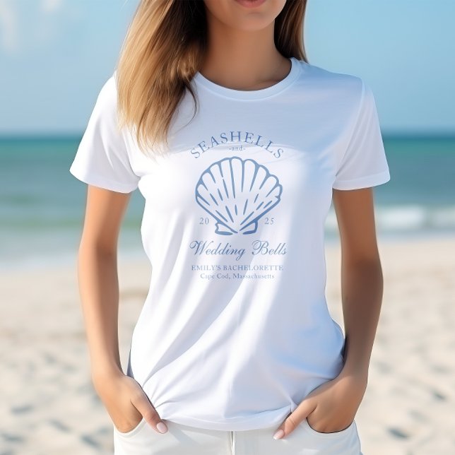 Seashells und Hochzeitsglocken-Junggeselinnen-Absc T-Shirt (Von Creator hochgeladen)