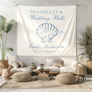 Seashells und Hochzeitsglocken-Junggeselinnen-Absc Wandteppich