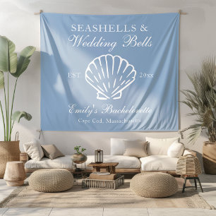 Seashells und Hochzeitsglocken-Junggeselinnen-Absc Wandteppich