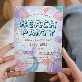 Seashells und Mermaid Beach Party Einladung