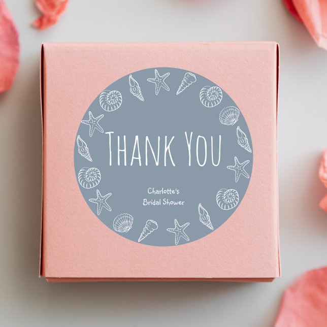 Seashells und Star Fish Brautparty Vielen Dank Runder Aufkleber (Von Creator hochgeladen)
