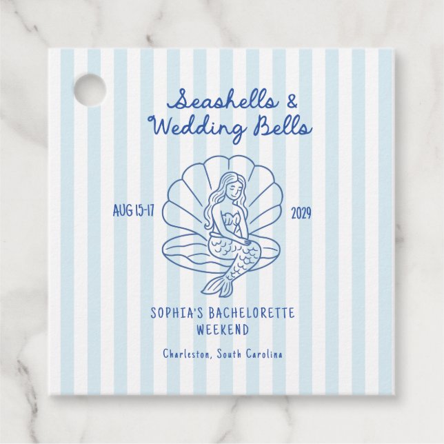 Seashells & Wedding Bells Bachelorette Geschenkanhänger (Vorderseite)