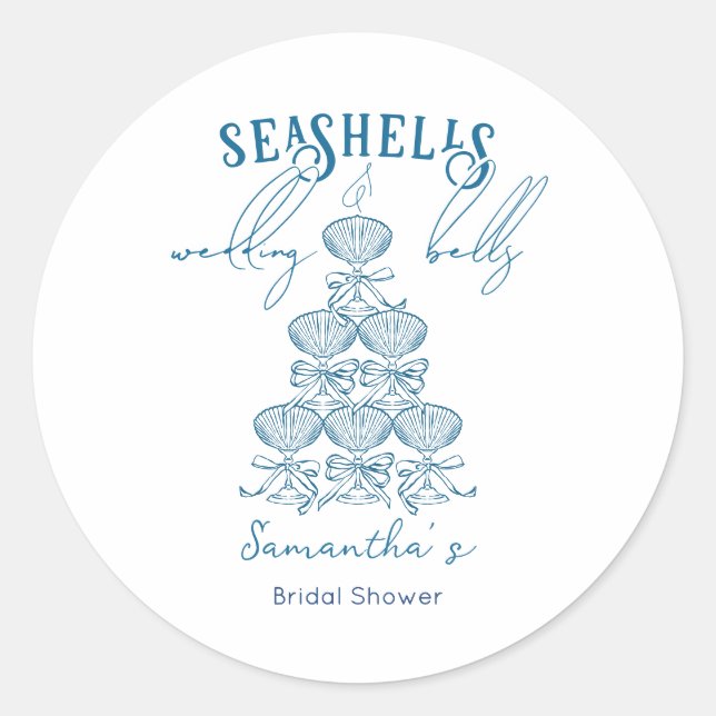 Seashells & Wedding Bells Bachelorette Party Runder Aufkleber (Vorderseite)