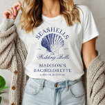 Seashells & Wedding Bells Bachelorette Tri-Blend Shirt<br><div class="desc">Machen Sie sich bereit, die Braut zu feiern mit einem unvergesslichen Wochenende am Meer! Das Bachelorette-Wochenende-Design "Seashells and Wedding Bells" wurde kreiert, um jeden Moment Ihrer Feier so besonders wie die Braut selbst zu gestalten. Diese elegante Kollektion präsentiert eine Vintage inspirierte, marineblaue Handschrift, die eine Muschel auf einem weichen, staubblauen,...</div>