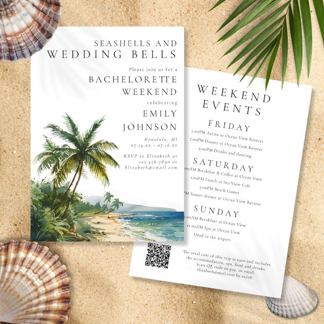 Seashells Wedding Bells Bachelorette Wochenende Einladung (Seashells Wedding Bells Bachelorette Weekend Invitation)