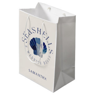Seashells Wedding Bells Blue Beach Party Guest Mittlere Geschenktüte