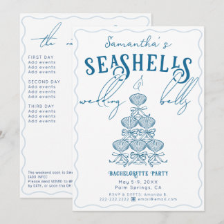 Seashells & Wedding Bells White Bachelorette Party Einladung
