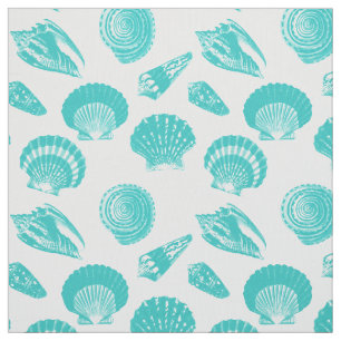 Seashells - weiches Aqua und Weiß Stoff