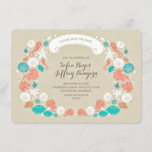 Seashells Wreath-Strand Save the Date KARTEN